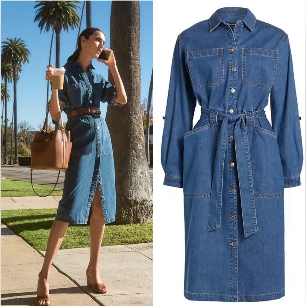 Veronica Beard "Evelyn" denim midi dress NWT